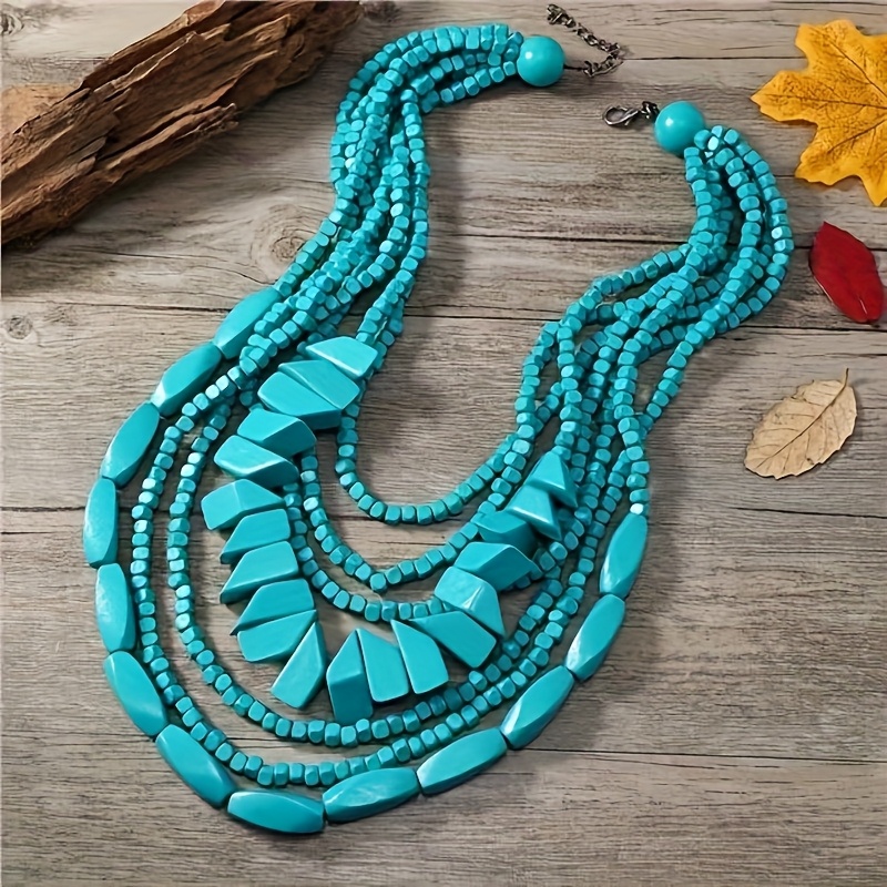 Ethnic Beads Sweater Chain Necklace